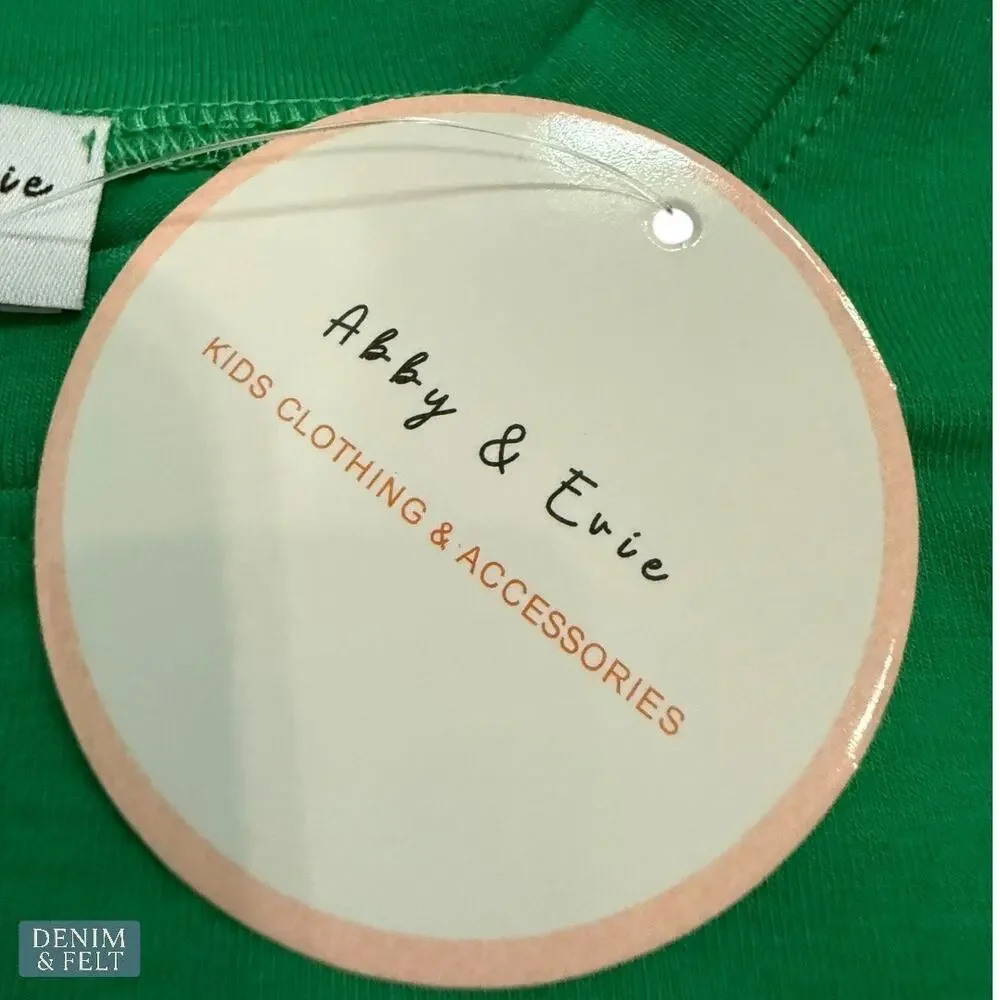 NEW Abby & Evie Gingerbread‎ 2 Piece Outfit Green Top Tan Check Pants Size 4